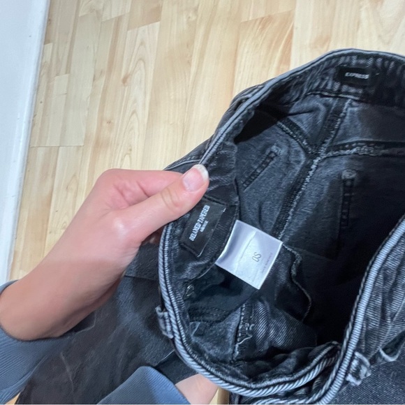 Express Black Relaxed High Waisted Tapered Denim Jeans Size 0S - Picture 8 of 9